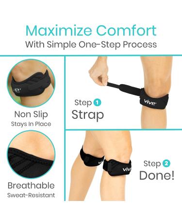 Vive Patella Stabilizer Knee Strap Brace Support - Men & Women - Osgood Schlatter, Arthritis, Tendonitis Compression - Buy Online on GoSupps.com