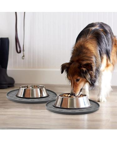 Ptlom Silicone Pet Placemat - Prevent Food/Water Overflow - Suitable for Small, Medium & Big Dogs/Cats - Many Paws Design - Grey - Buy Online on GoSupps.com