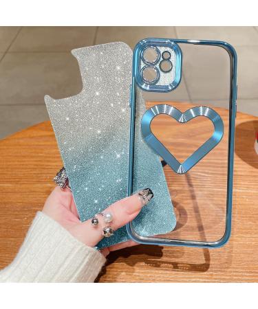 JONLONHA iPhone 11 Glittering Transparent Protective Cover | Luxurious Heart Pattern Shockproof & Scratch-Resistant TPU Case for Women | Full Camera Protection for 6.1 Blue iPhone 11 - Buy Online on GoSupps.com