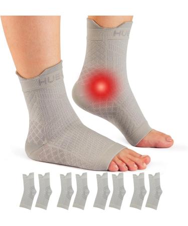 HUEGLO 4 pair ankle bandage orthopedic compression socks Neuropathy ankle bandage arthritis achilla tendon Bandage Plantarfasciitis foot bandage ankle sports plantar fasciitis socks gray m