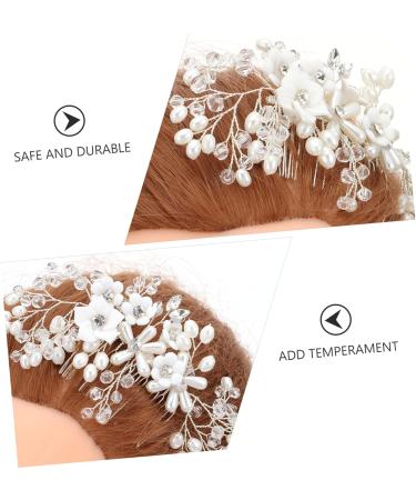 Ipetboom Flower Rhinestone Hair Comb Tiara Floral Hair Accessories Rhinestone Headpiece Bridal Side Flower Hair Comb Creative Hair Comb Women Hair Comb White Bride Plastic Hair up Wedding - Buy Online on GoSupps.com