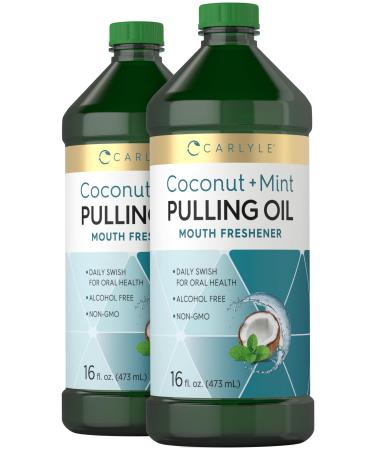 Carlyle Pulling Oil for Teeth & Gums | 16 Fl Oz Pack of 2 | Coconut and Mint | Alcohol Free & Non-GMO
