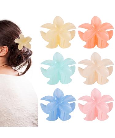 Toderoy Flower Hair Claw Clips for Women 6pcs Boho Hawaiian Plumeria Hair Clips Large Strong Hold Hibiscus Hair Clamps for Thick Long Hair Beach Headwear Hair Accessories Plumeria 2