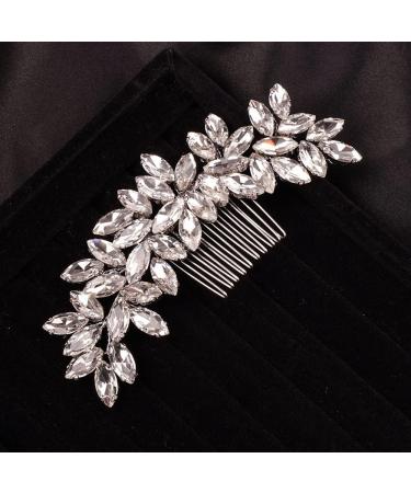 Chargances Bride Silver Crystal Hair Comb Wedding Rhinestone Comb Fashion Handmade Hair Accessory Dainty Head Piece for Women Bridesmaid Girls (Silver) - Buy Online on GoSupps.com