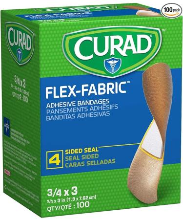 Curad Flex Fabric Adhesive Bandages, Bandage Size is 3/4" x 3" (Box of 100) - Buy Online on GoSupps.com