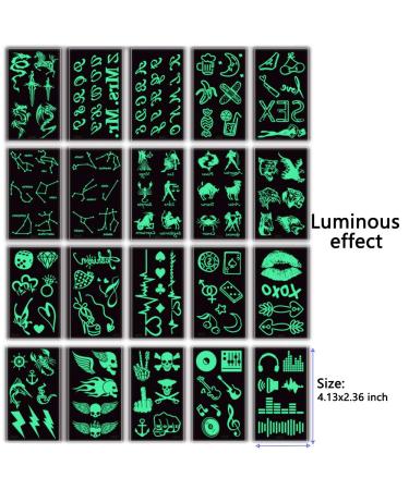Green Luminous Glow in the Dark Stars Tattoo Stickers - Music Bar Party Temporary Tattoos for Women Girls - Buy Online on GoSupps.com