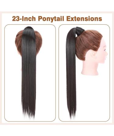 TESS Clip In Ponytail Hair Extensions Black 23 Inches 2A Natural Black Straight Hair Extensions Clip In Ponytail 90g Fake Ponytail Extension Long Hair 23 Inches #2A Natural Black - Buy Online on GoSupps.com