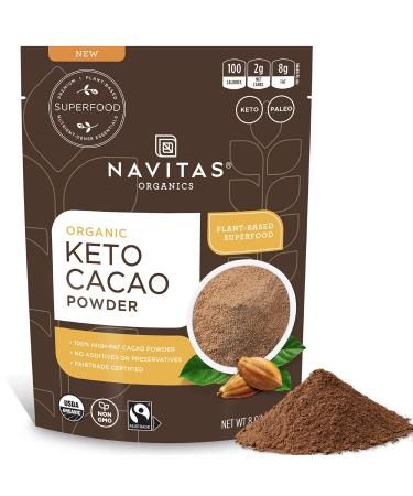 Navitas Organics Keto Cacao Powder, 8 oz. Bag, 15 Servings — Organic, Non-GMO, Fair Trade, High Fat Cacao Keto Cacao Powder 8 Ounce (Pack of 1)