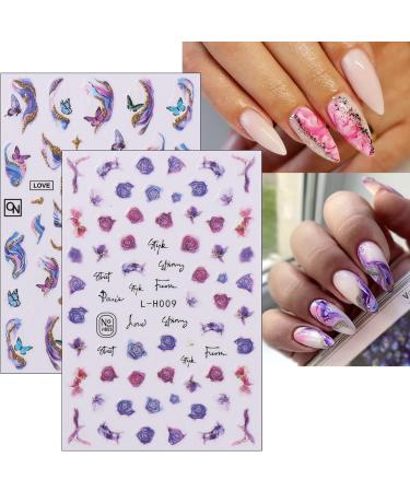 jmeowio JMEOWIO 10 Sheets Marble French Tip Nail Art Stickers Decals Self-Adhesive Leaves Nail Supplies Nail Art Design Decoration Accessories - Buy Online on GoSupps.com