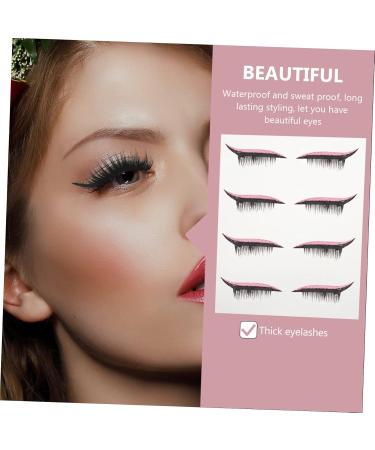 FRCOLOR 4 Pairs False Eyelashes Eye Makeup Sticker Sparkle Stickers Women Wispy Eye Lashes Eye Line Sticker 4x1.5cm Pink - Buy Online on GoSupps.com