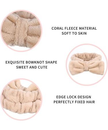 GOTH Perhk 4 Pack Spa Bowknot Hair Bands Coral Fleece Makeup Headband Elastic Head Wrap for Washing Face Shower Yoga Sports Skincare(Beige Pink Blue Navy Blue) - Buy Online on GoSupps.com