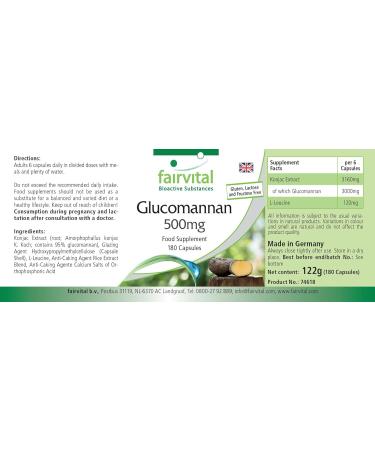 Fairvital | Glucomannan from Konjac root - VEGAN - Highly dosed - 180 capsules - Buy Online on GoSupps.com