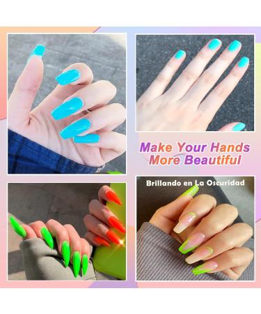 23pcs Glow in the Dark Gel Nail Polish Set with Base, Glossy & Matte Top Coat - Neon Mint, Red, White, Black DIY Gel Kit - Christmas Gift - Buy Online on GoSupps.com