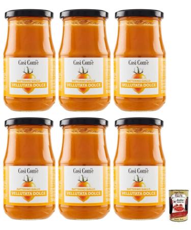 Italian Gourmet E.R. Cos Com' Vellutata Dolce di Datterino Giallo Set of 6 sweet creams made from yellow Datterini tomatoes Italian tomatoes 350 g jar + Italian box Gourmet Polpa di Pomodoro 400 g