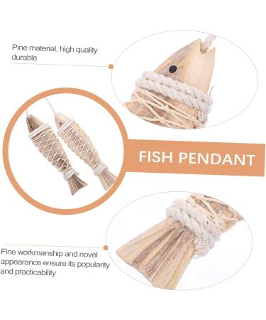 Alipis 1 Pair Wooden Fish Decorative Pendant Vintage Decor Wooden Fish Wall Art Wall Hanging Decor Nordic As Shown 58X7CM - Buy Online on GoSupps.com