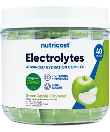 Nutricost Electrolytes Complex Green Apple Flavored 40 Stickpacks - Advanced Hydration Complex