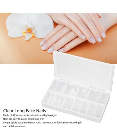 Clear Long Fake Nails Ultra Thin ABS Material DIY Full Cover False Artificial Nail with Multiple Sizes Suitable for Acrylic Dip Powder Gel Nail Polish for Halloween Christmas - Buy Online on GoSupps.com
