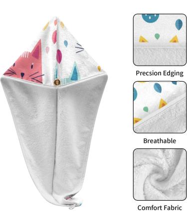 Colorful Cats Hair Towel 2 Pack | Super Absorbent Quick Dry Hair Turbans for Women & Girls - Buy Online on GoSupps.com