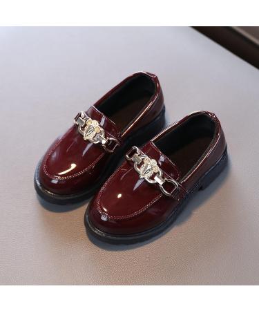 Girls Rhinestone Loafer Slip On Leather Shoes - Wine, 3.5-4 Years Toddler - Buy Online on GoSupps.com