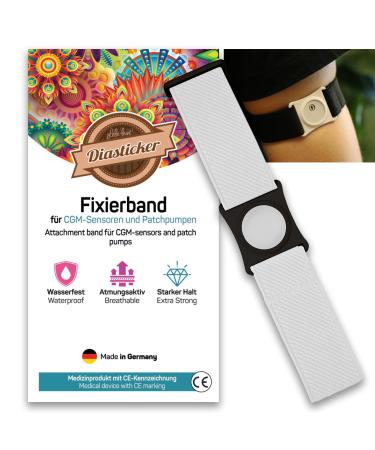 Diasticker |Freestyle Libre 3 - Fixing band |Flexible - waterproof - strong stop |Sensor protection fixation for freestyle Libre sensor |Halter: Black (Large: 35-45 cm white) L (35 - 45 cm) white
