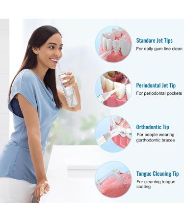 Portable Water Dental Flosser - Mini Oral Irrigator with 4 Nozzles & Telescopic Tank - Perfect for Teeth Gums & Braces Care | Ideal for Home & Travel - Buy Online on GoSupps.com