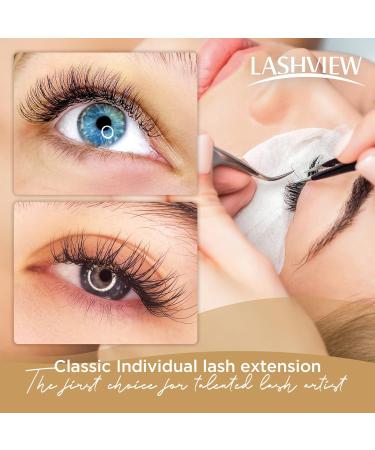 Lashview C-Bend 12mm 0.20 Strength Artificial Eyelash Extensions | Dense Natural Semi-Persistent | Professional Eye-Catching Applications - Buy Online on GoSupps.com