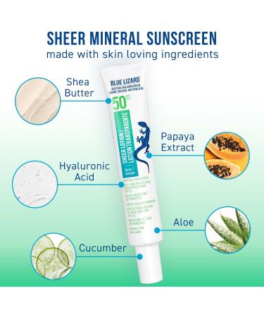 BLUE LIZARD Sheer Mineral Sunscreen SPF 50 Duo Pack for Face & Body Non-Greasy Sunscreen Lotion 2 Count 89ml Tube 48g Tube - Buy Online on GoSupps.com