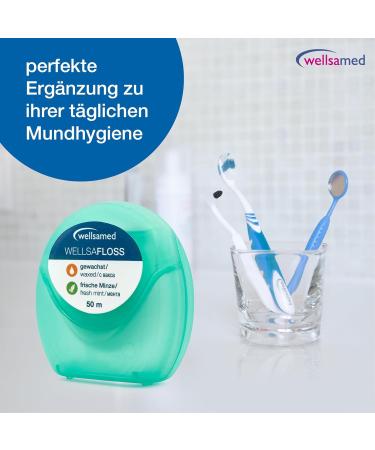 Wellsamed Dental Floss 50m Dispenser - Mint Flavour 3 Pieces - Essential Interdental Cleaning for Healthy Teeth - Buy Online on GoSupps.com