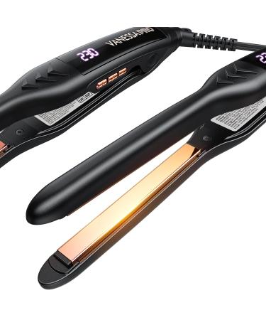 VANESSA PRO Hair Straighteners for Short Hair 100% Pure Titanium Hair Straighteners for One Pass to Achieve a Sleek Look Curls Beautifully & Straightens Well 0.3-inch 0.3 inch