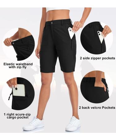 Nomolen Women's 10 Hiking Shorts - Quick Dry Lightweight Cargo Shorts for Outdoor Activities - Black (Large) - Buy Online on GoSupps.com
