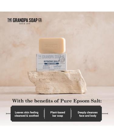 Grandpa Soap Epsom Salt Bar Soap - Deep Cleansing Vegan Soap for Face & Body 4.25 Oz (4 Pack) - Removes Dirt Grease & Grime - Buy Online on GoSupps.com
