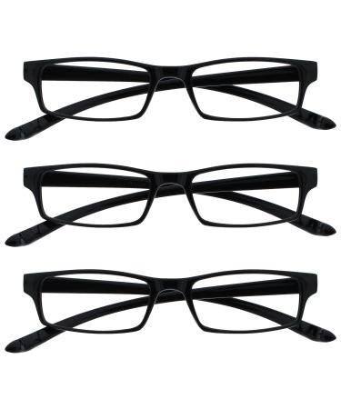 The Reading Glasses Company Black Neck Readers Value 3 Pack Men Women Spring Hinges RRR20-1 +3.00