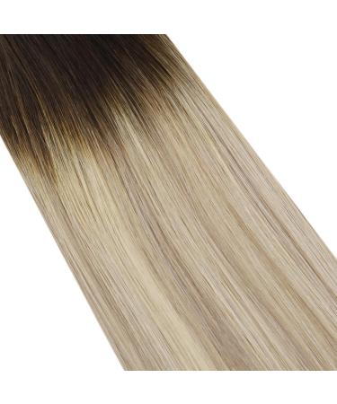 Moresoo 14 Inch Tape in Human Hair Extensions Brown Root Ombre to Golden Blonde with Platinum Blonde Highlights | 20 Pcs/50g #3/12/613 - Buy Online on GoSupps.com