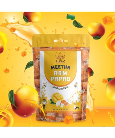 ALKA-G Aam Papad Cubes 9oz (225gm) | Authentic Indian Mango Snack made with Real Mango Pulp | Sweet & Sour Bar Candy | Reasealable Pack - Buy Online on GoSupps.com
