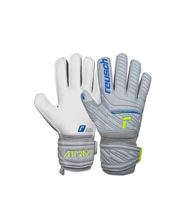 Reusch men attract finger support unisex goalkeeper gloves with outer seam cut and grip surface suitable for all field surfaces football gloves with finger protection for adults light gray - blue - yellow 8 - Buy Online on GoSupps.com