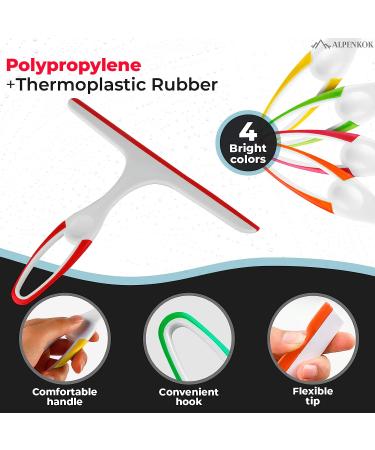 9.5 Inch Shower Glass Squeegee - Small Window Cleaner Tool for Shower Glass Doors, Car Windshields, Mirrors, and Tiles - Pack of 4 - Buy Online on GoSupps.com