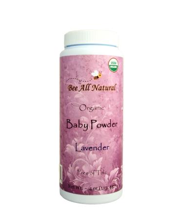 Bee All Natural Organic Baby Powder, Talc-Free, 4-Ounce Bottle. Gluten Free & USDA Organic