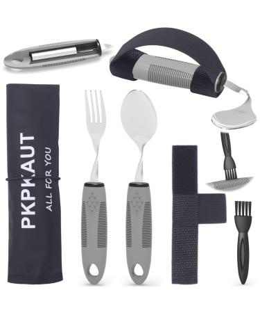 Pkpkaut adaptive utensils for older Parkinson's patients complained utensils for manual tremors Parkinson's meal cutlery for disabled people weighted cutlery for hand tremors and arthritic 5-part set - Buy Online on GoSupps.com