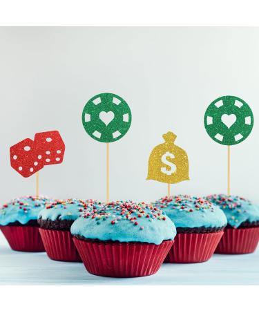 INNORU Gambling Chips Dollar Cupcake Toppers Money Casino Night Las Vegas Casino Theme Birthday Dollar Bill Poker Game Party Decorations Supplies Pack of 24 Glitter - Buy Online on GoSupps.com