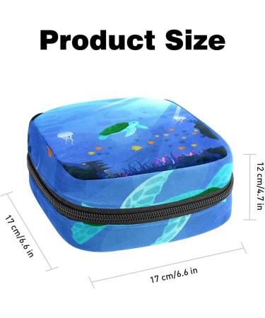 Womens Napkin Storage Bag - Green Turtle Design | Portable Menstruation Tapes & Storage Bags for First Period | Eco-Friendly Underwater Trench - Buy Online on GoSupps.com