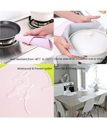 2 PCS Non-Slip Silicone Cloud Kids Placemats - Pink | Heat Resistant Baby Feeding Plates | Portable Tableware for Toddlers & Infants - Buy Online on GoSupps.com