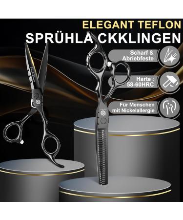 Purple Dragon Hairdressing Scissors Set 5.5 Inch Black Hair Cutting Scissors Set (Hair Scissors & Thinning Scissors) with 2 Combs Hair Beard Trimming Shaping Care for Men Women Family Barber - Buy Online on GoSupps.com