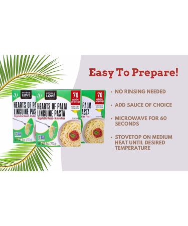 Kitchen & Love Hearts of Palm Linguine: Low Carb, Low Calorie, Plant Based, Non GMO, Gluten Free Pasta Alternative - Vegan, Easy to Prepare, Quick Meal - 8 Oz (Pack of 3) - Buy Online on GoSupps.com
