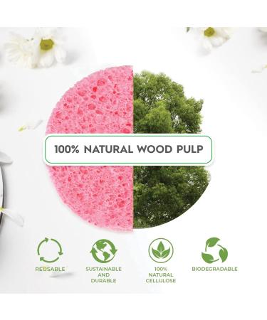 60-Count Compressed Facial Sponges - 100% Natural Spa Sponges for Cleansing and Exfoliating (Pink) - Buy Online on GoSupps.com