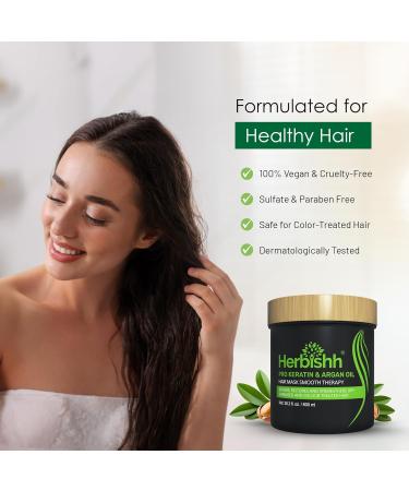 Herbishh Argan Hair Mask-Deep Conditioning & Hydration For Healthier Looking Hair for very Dry Weak Stressed Out Hair No Sulphates No Parabens (800gm) - Buy Online on GoSupps.com