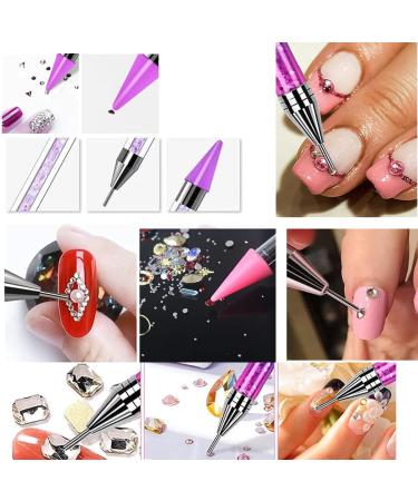 Dual Ended Nail Rhinestones Picker & Dotting Tool - DIY Nail Art Decoration with Wax Tip Pencil for Gems & Crystals - Acrylic Purple - Buy Online on GoSupps.com