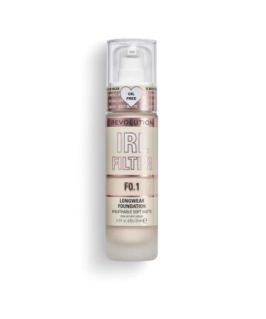 Makeup Revolution IRL Filter Longwear Foundation Medium to Full Coverage Matte Finish 16 Hour Wear F0.1 Fair To Light Skin Tones 23ml F0.1 23.00 ml (Pack of 1) - Buy Online on GoSupps.com