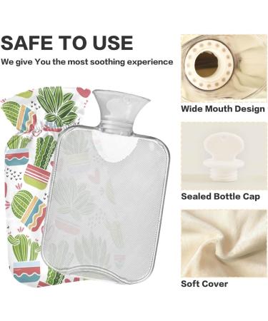 Hot Water Bottles with Cactus Cover - 2L Pain Relief Bag for Adults & Children | Warm Water Therapy - Buy Online on GoSupps.com