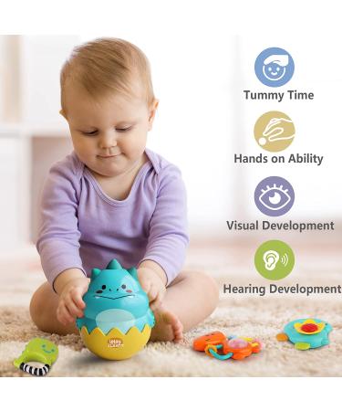 iPlay iLearn Dinosaur Teething Rattle Baby Toy | Tumbler Roly Poly Ball Rattles | Infant Teether Sensory Toy | Newborn Gift for Boys & Girls - Buy Online on GoSupps.com