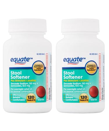 Equate Stool Softener with Stimulant Laxative 120 Tablets 2 Bottle Bundle